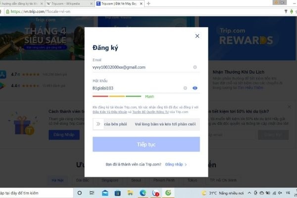 TẠO MỞ TÀI KHOẢN CTRIP