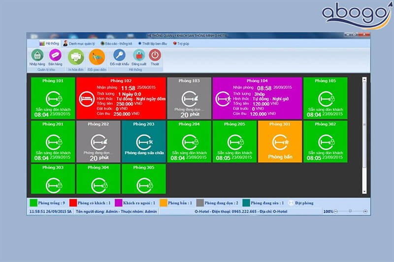 Giao diện phần mềm OHOTEL