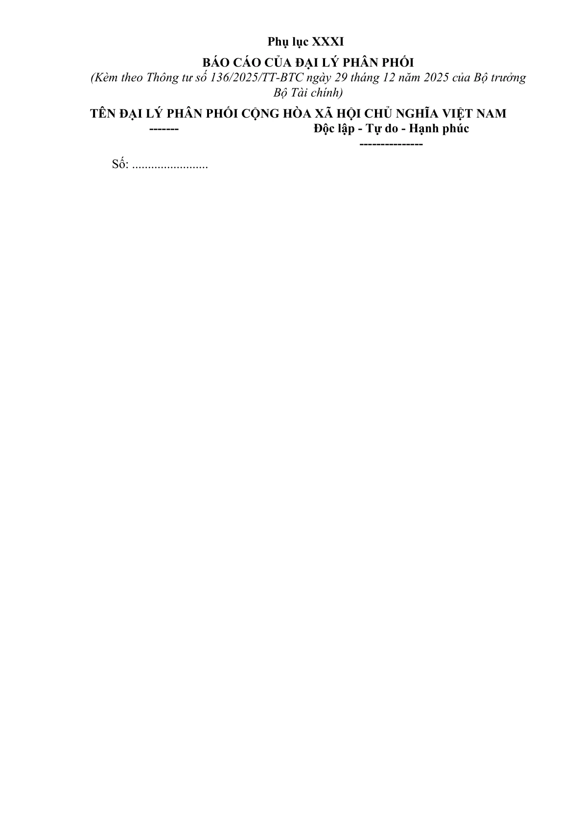 MẪU BÁO CÁO CỦA ĐẠI LÝ PHÂN PHỐI QUỸ ĐẦU TƯ CHỨNG KHOÁN