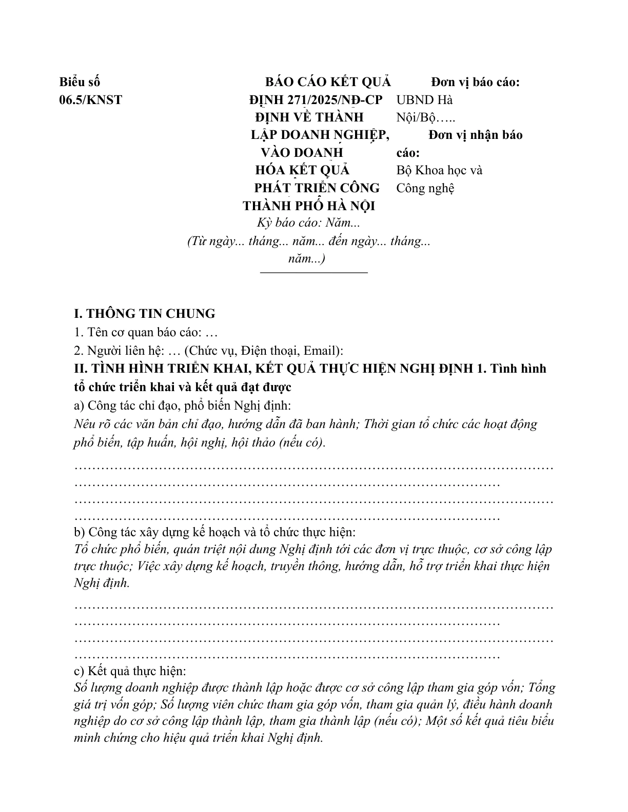 MẪU BÁO CÁO KẾT QUẢ HOẠT ĐỘNG KHỞI NGHIỆP SÁNG TẠO