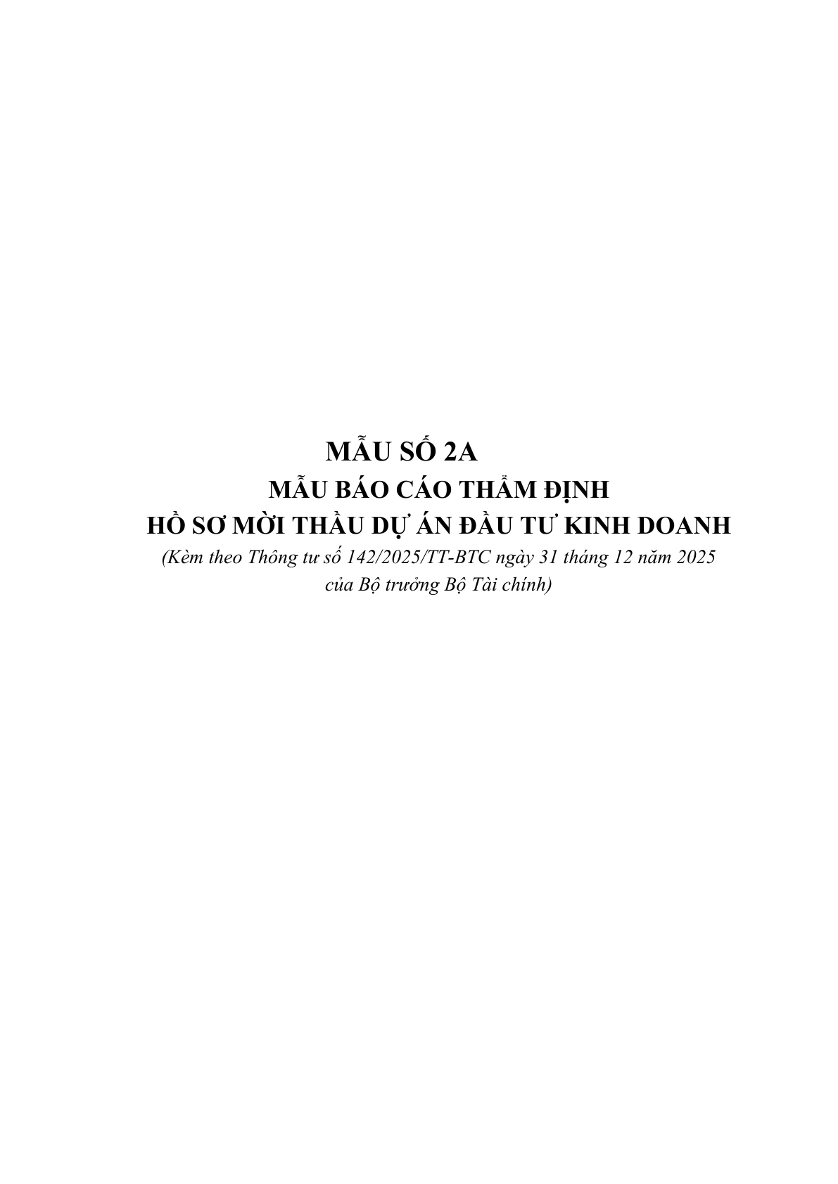 MẪU BÁO CÁO THẨM ĐỊNH HỒ SƠ MỜI THẦU DỰ ÁN ĐẦU TƯ KINH DOANH