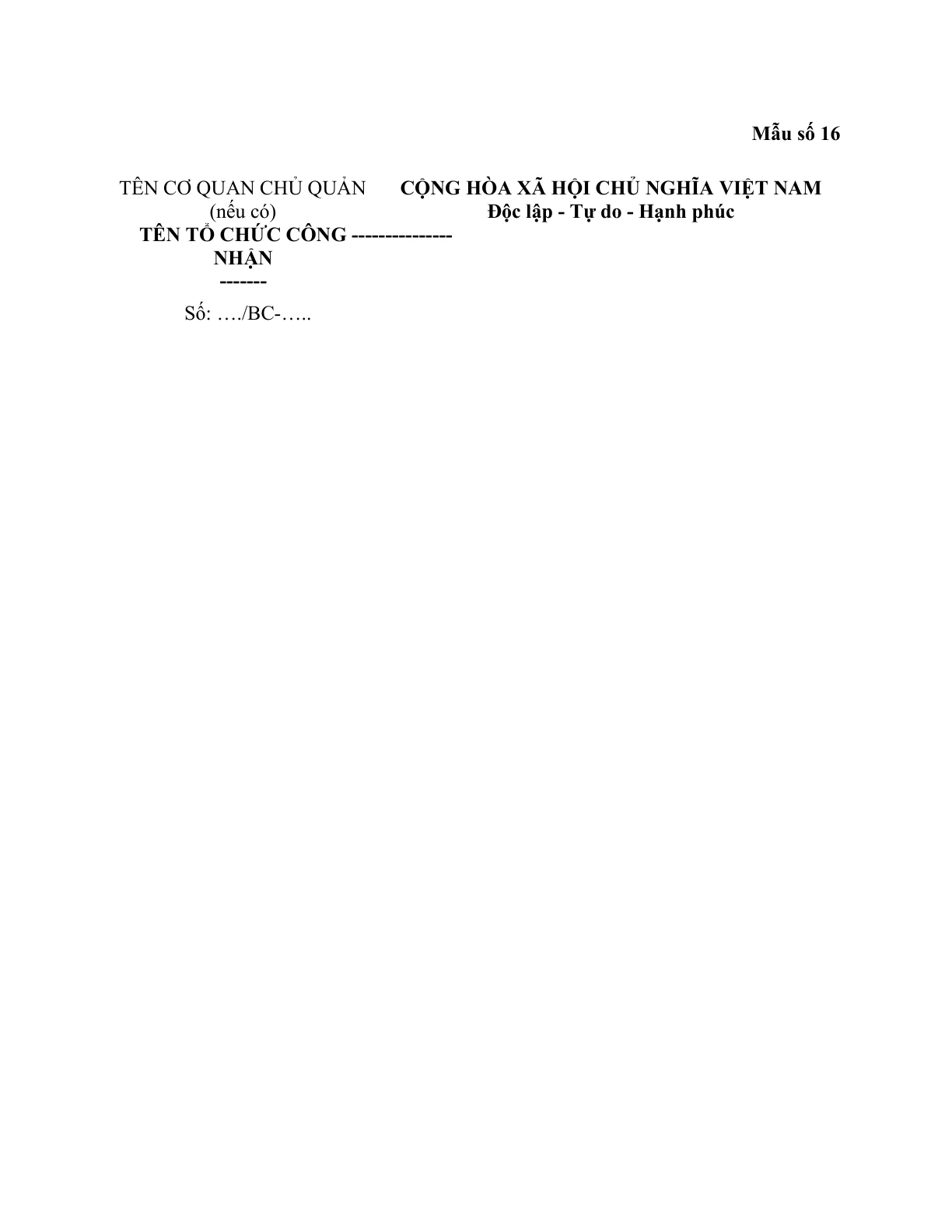 MẪU BÁO CÁO TÌNH HÌNH HOẠT ĐỘNG CÔNG NHẬN TỔ CHỨC ĐÁNH GIÁ SỰ PHÙ HỢP