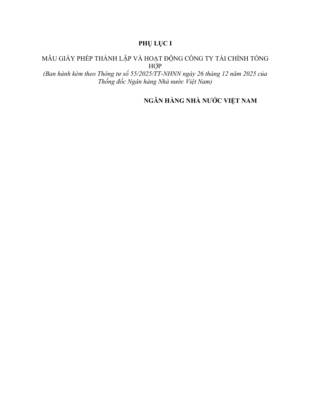 MẪU GIẤY PHÉP THÀNH LẬP VÀ HOẠT ĐỘNG CÔNG TY TÀI CHÍNH TỔNG HỢP