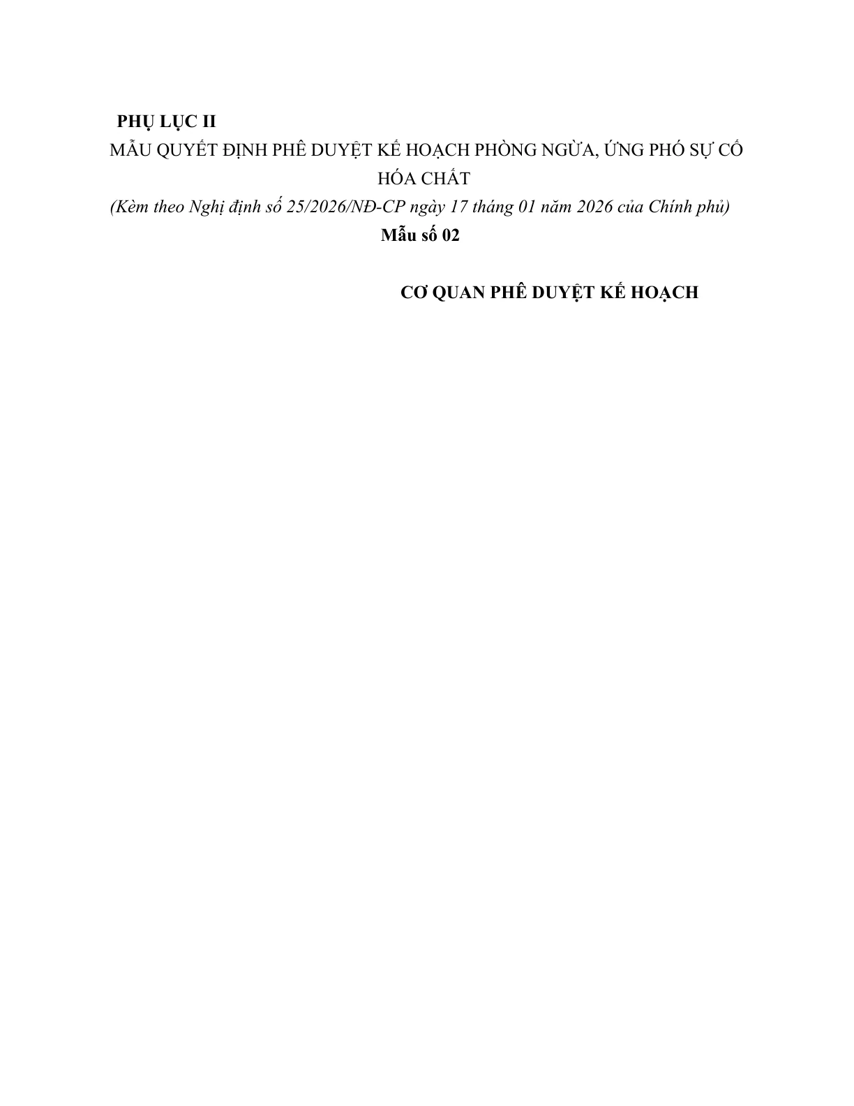 MẪU QUYẾT ĐỊNH PHÊ DUYỆT KẾ HOẠCH PHÒNG NGỪA, ỨNG PHÓ SỰ CỐ HÓA CHẤT