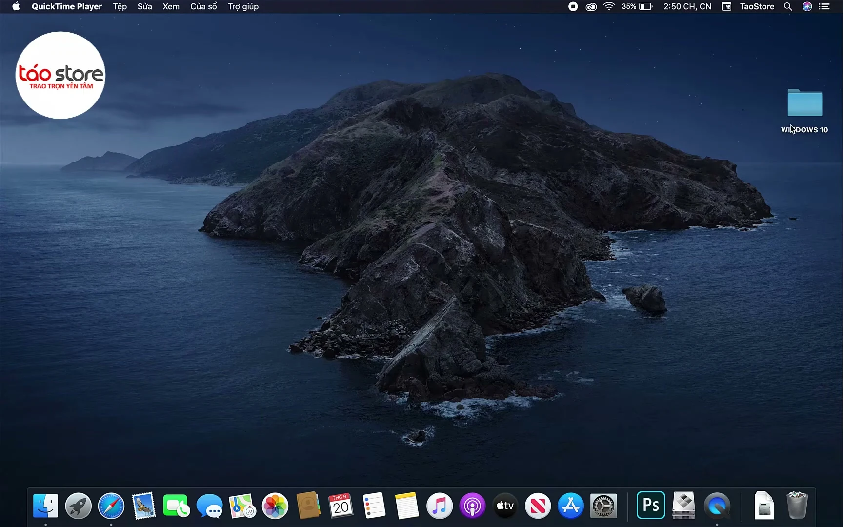 Màn hình Desktop Macbook hiển thị các file ISO Windows 10 đã tải về tại 00:01:34