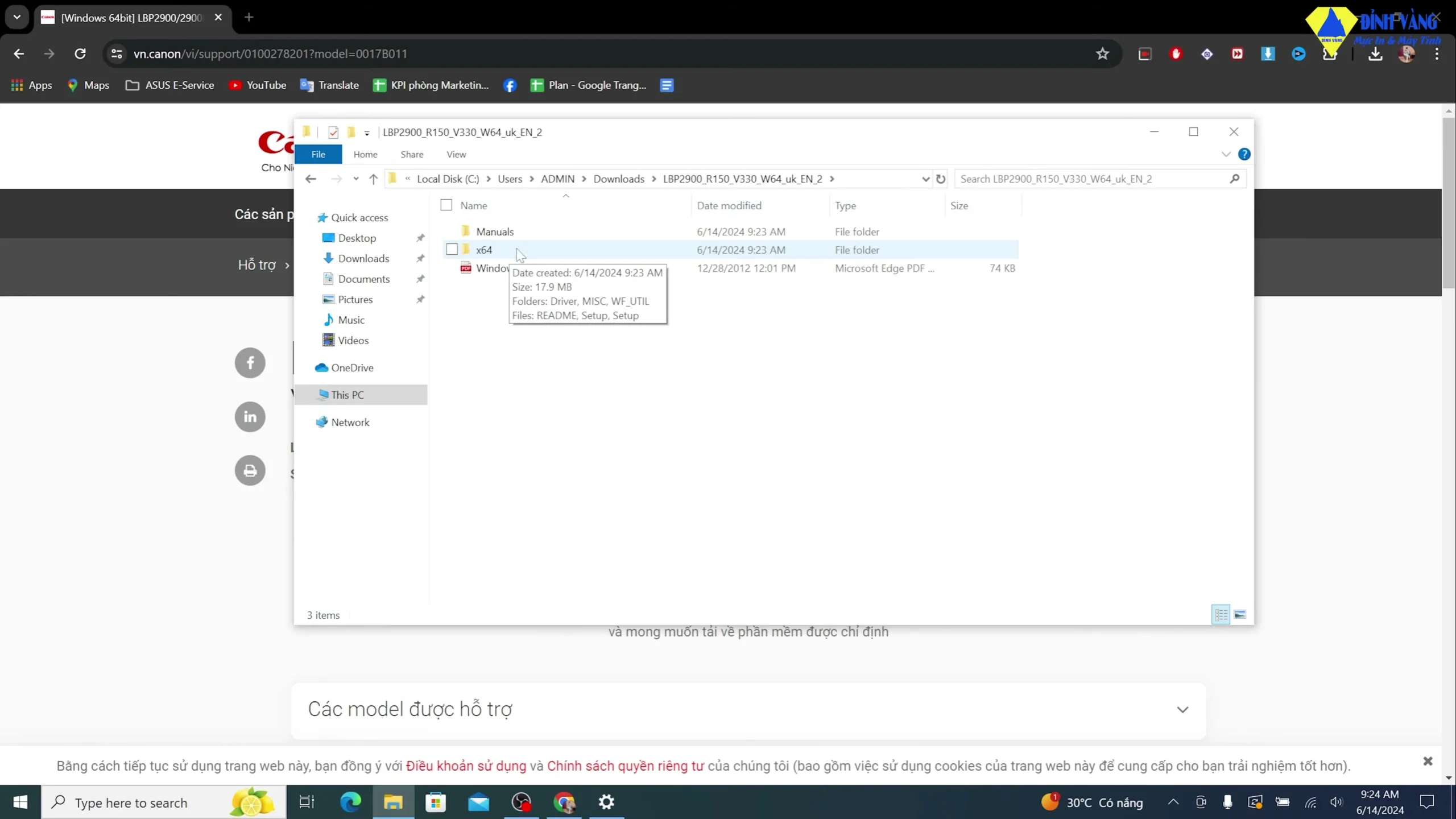 Cửa sổ Setup.exe và bắt đầu trình cài đặt