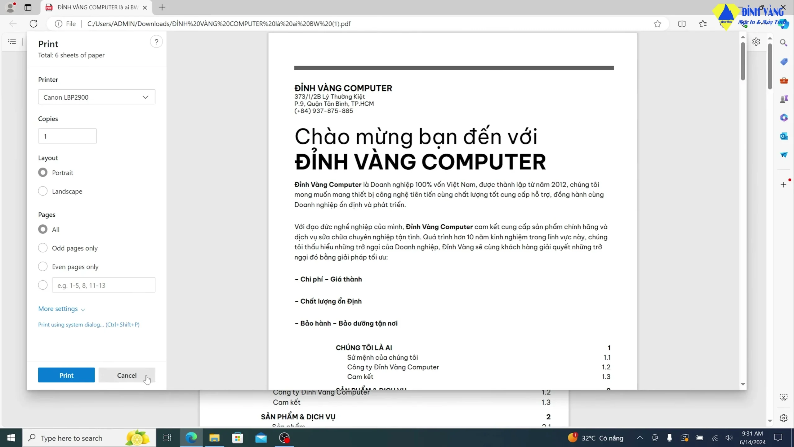 Lựa chọn cổng kết nối USB và hoàn tất cài đặt