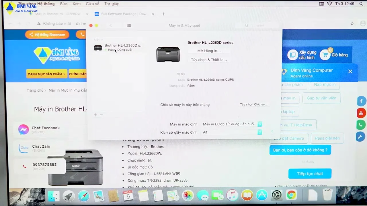 Thêm máy in trong System Preferences