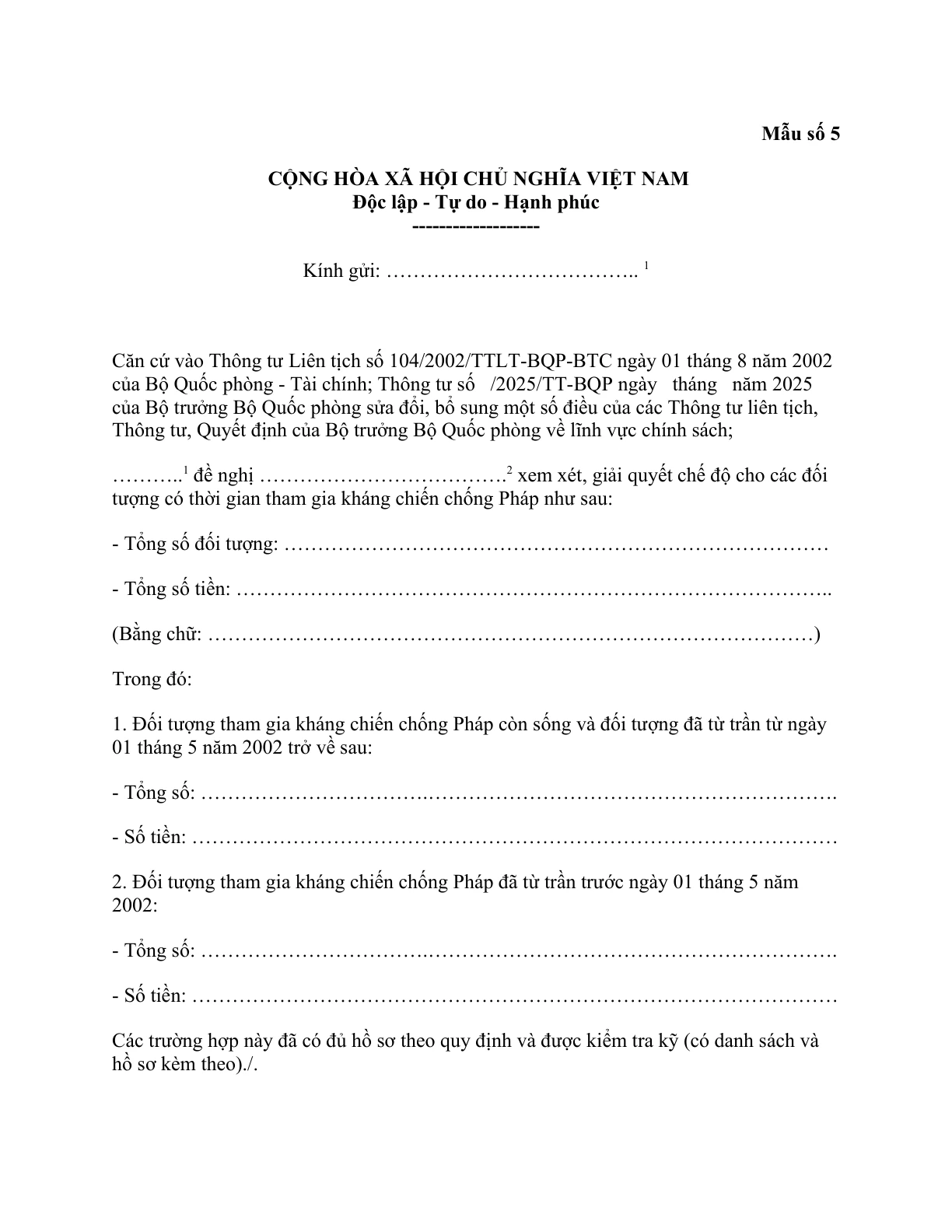 MẪU CÔNG VĂN ĐỀ NGHỊ HƯỞNG CHẾ ĐỘ THEO QUYẾT ĐỊNH 47/2002/QĐ-TTG (CỦA ỦY BAN NHÂN DÂN XÃ)