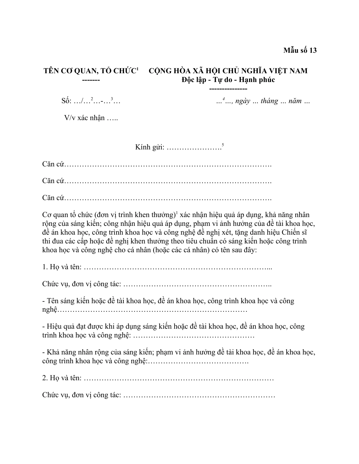MẪU CÔNG VĂN XÁC NHẬN SÁNG KIẾN, ĐỀ TÀI KHOA HỌC, ĐỀ ÁN KHOA HỌC, CÔNG TRÌNH KHOA HỌC VÀ CÔNG NGHỆ CỦA CHÍNH PHỦ